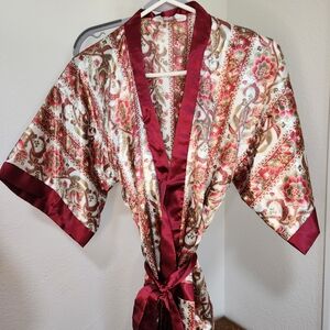 Floral Satin Kimono Robe